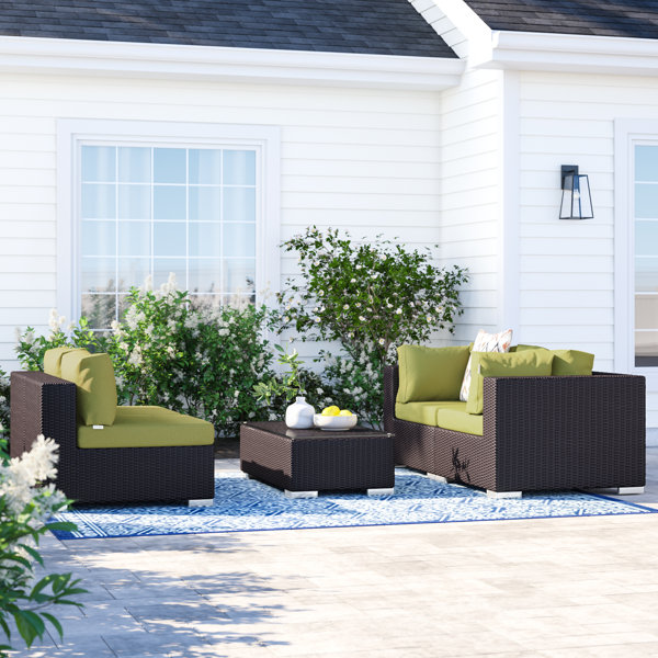 Brentwood 5 Piece Rattan Sectional Seating Group With Cushions Sol 72 Outdoor W001377142 OnSales